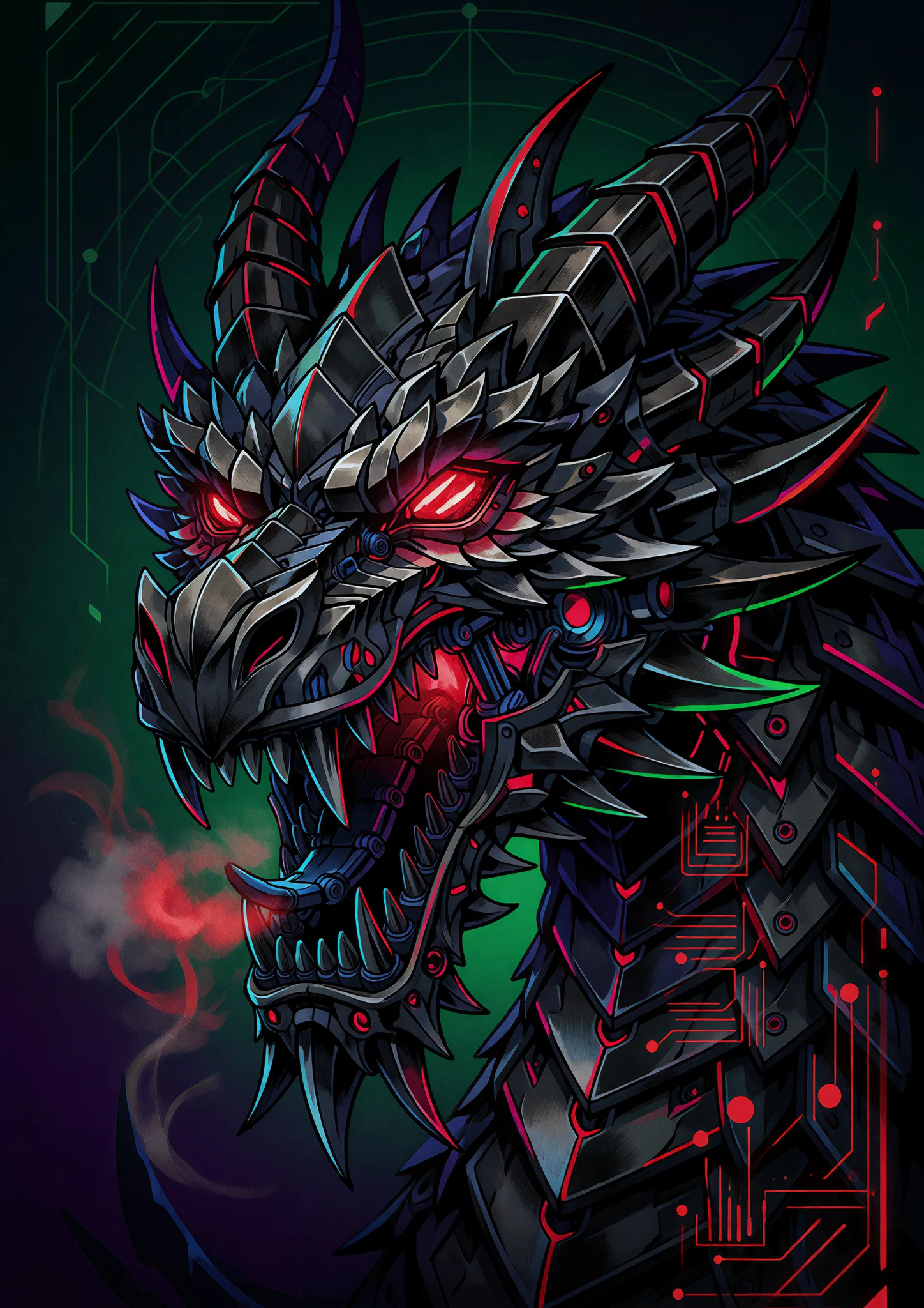 Neon Cybernetic Dragon
